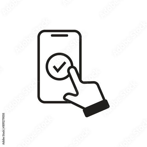 Solid hand gesture confirming selection on app