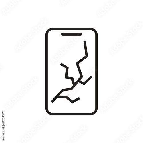 Smashed smartphone display solid crack icon glyph