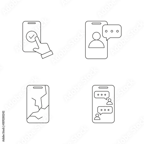 Interaction and hardware damage mobile linear icons