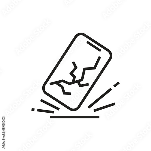 Damaged smartphone screen with solid crack icon