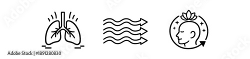 black and white outline deep breath lungs line wave arrows calm reset