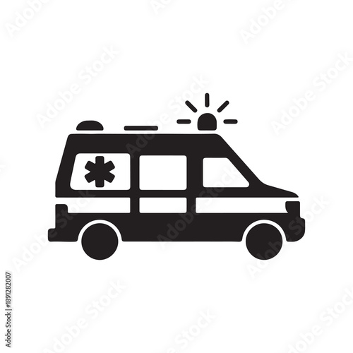Ambulance Emergency Vehicle Icon with Medical Symbol