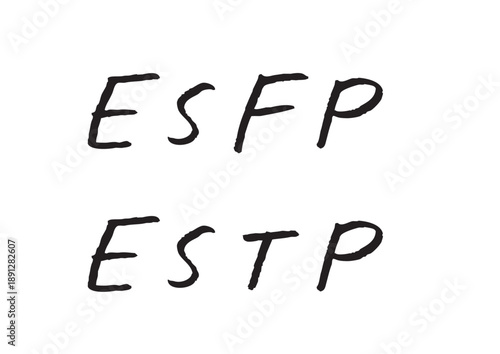ESFPおよびESTPと書かれた手書きの性格タイプ文字素材