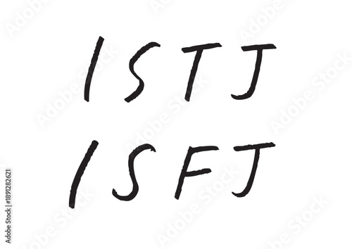 ISTJとISFJの文字を並べた性格診断向け手書きテキスト