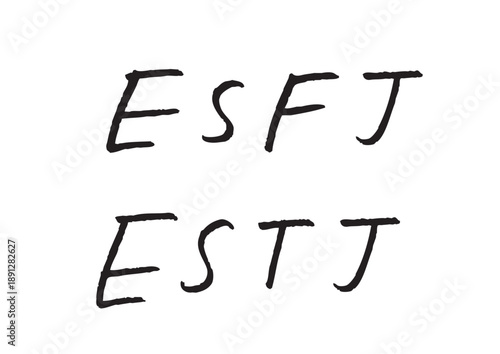 ESFJとESTJの文字が並んだ性格診断用手書きアルファベット素材