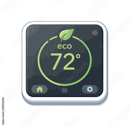 full color flat icon smart thermostat on showing eco temperature setting