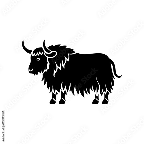  yak silhouette,  animal icon for nature branding.