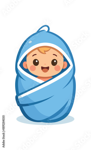 colored flat icon vector illustration isolated on white background baby wrapped hooded towel after bath cozy care