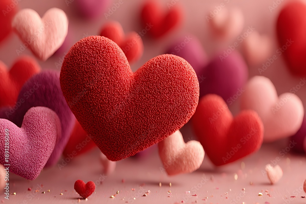 Obraz premium Romantic Heart-Shaped Decorations for Valentine's Day Celebration and Design