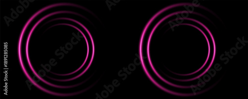 Pink neon light effect for overlapping. Linear source of pink lights, lens flare effect.