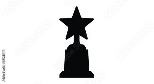 A black star trophy design with a pedestal striking silhouette