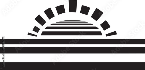Geometric black and white abstract sun design logo symbol