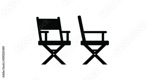 Two director s chairs depicted in a minimalist black silhouette