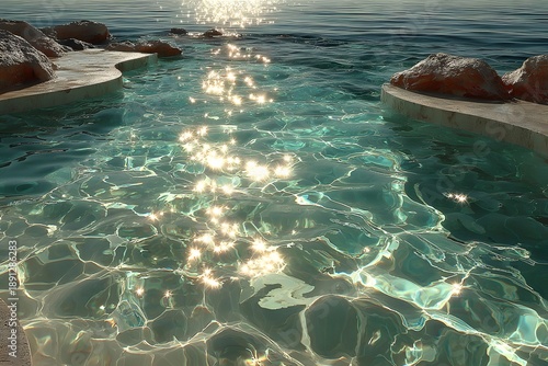 Tranquil Sparkling Waters at Sunset Serene Escape Concept for Posters or Print