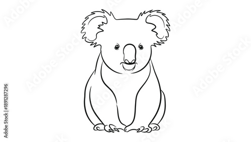 Koala Line Art: A charming illustration of a koala, rendered in clean line art, exuding a sense of simplicity and purity. 