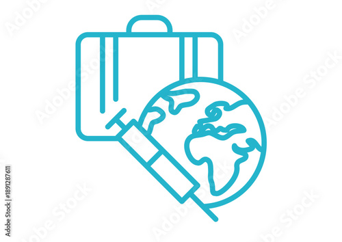 Suitcase with Planet Earth and Vaccine Traveling Medical Fight World Healthcare