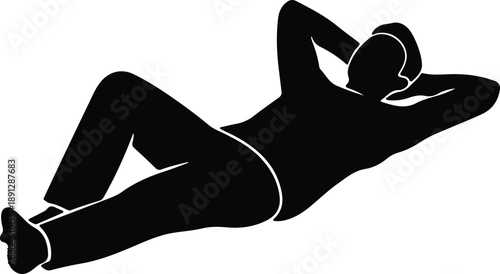 Silhouette man lying relaxed with hands behind head enjoying leisure time illustration vector