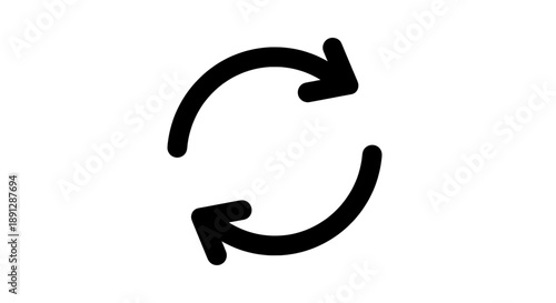 A simple black circular arrow icon on a white background