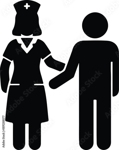 Silhouette of a nurse comforting a patient with a gentle hand illustration vector