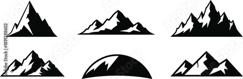 Black silhouette mountain range peaks mountain, mountain range, silhouette, black, peaks, hills, mountains, landscape, nature, geography, symbol, white background, multiple views, range, white, backgr