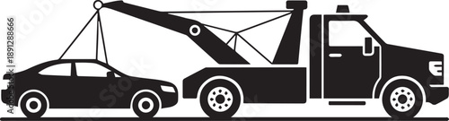 Car towing icon. Towed vehicle sign vector. Warning road sign.