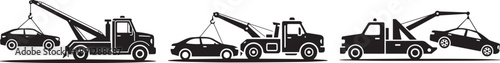 Car towing icon. Towed vehicle sign vector. Warning road sign.