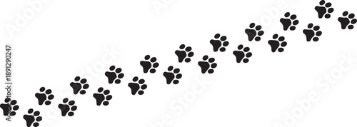 Footprints in the path: A trail of distinct paw prints leaves a path. The pattern guides the observer, inviting them to contemplate the narrative. 