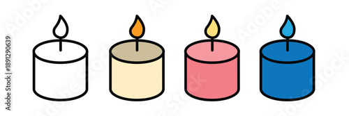  burning candles icon set vector illustration 