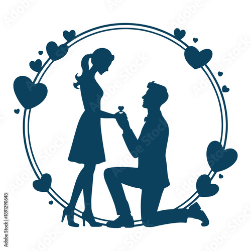 Family Silhouette in Circular Frame Love Illustration