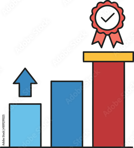 A bar graph illustrating business growth and achievement reaching new levels of success