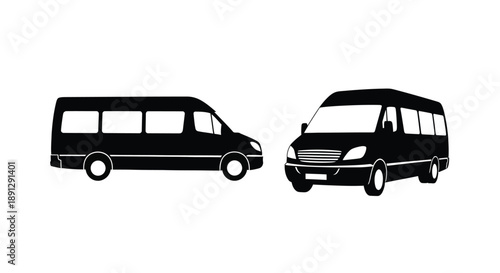 Two black vans side by side a striking graphic silhouette