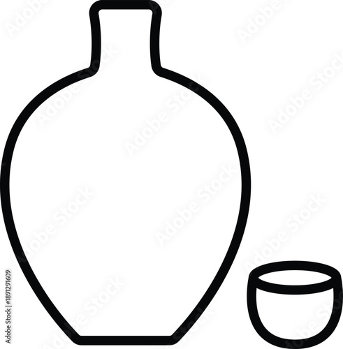 Traditional ceramic bottle and small cup