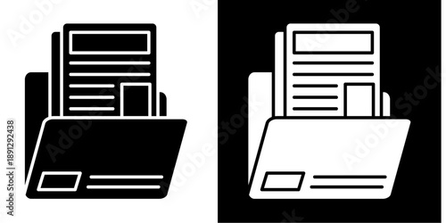 Folder Icon Set White Glyph Style Collection