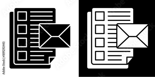 Mailing Icon Set White Glyph Style Collection