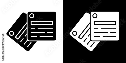 Sticky Note Icon Set White Glyph Style Collection