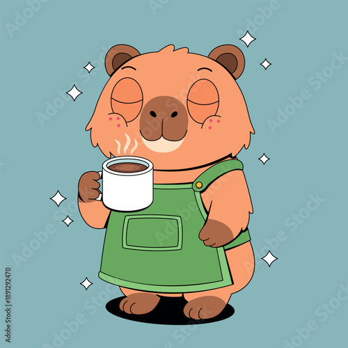 Cozy Capybara Enjoying a Warm Coffee