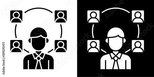 Management Icon Set White Glyph Style Collection