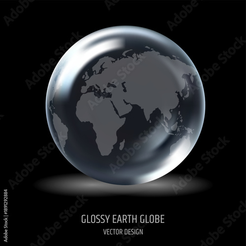 Glossy 3D earth globe vector illustration in modern minimal style, ideal for global business, technology, geography, presentation. design, earth, globe, world, planet, vector, global, modern, science
