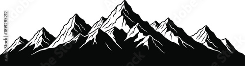 Black and white mountain range silhouette mountains mountain range, silhouette, black and white, mountains, peaks, landscape, nature, scenery, abstract, stylized, simple, minimalistic, black, white, m