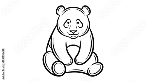 Sitting Panda Monochrome: A monochrome illustration of a giant panda sits calmly, exuding an air of tranquility and serenity.