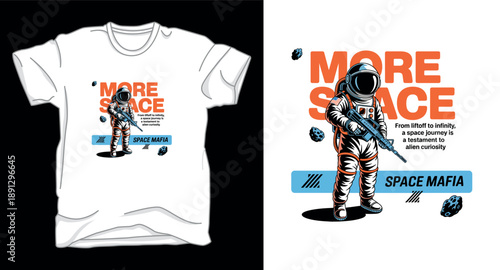 More space astronaut galaxy graphic vector art t-shirt design print