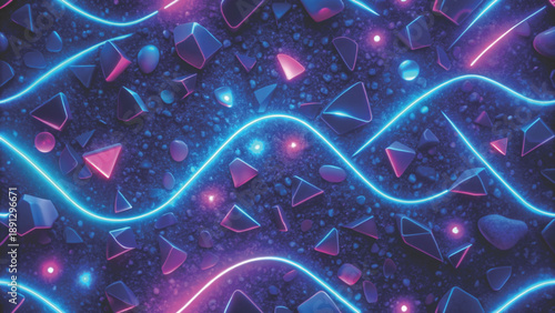 terrazzo pieces with pulsing neon glow abstract motioninspired art Vector Background