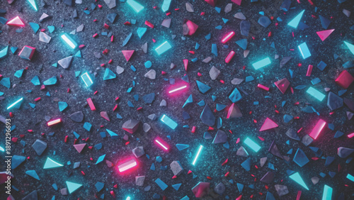 terrazzo pieces with pulsing neon glow abstract motioninspired art Vector Background