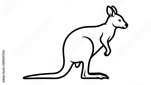 Kangaroo Silhouette: A sleek, minimalist outline of a powerful kangaroo, poised and ready to leap, embodying the strength and agility of the Australian outback.