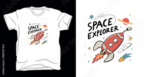 Space explorer astronaut galaxy graphic vector art t-shirt design print