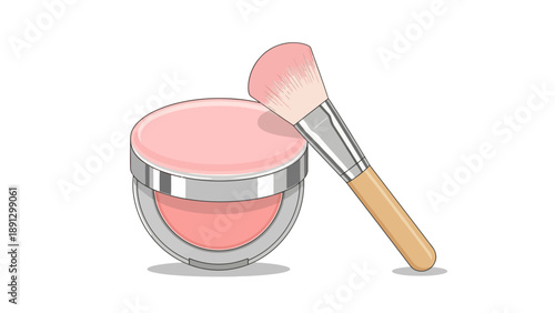 Pink blush compact with brush