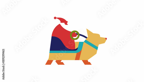 Festive Santa Riding a Cute Dog on a Sleigh