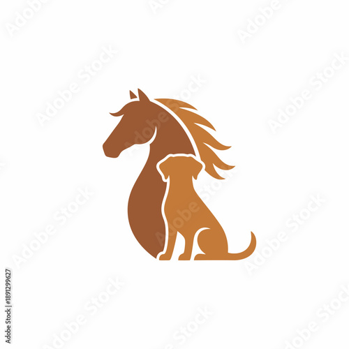 Horse and Dog Silhouette Logo For Pet Services And Animal Care