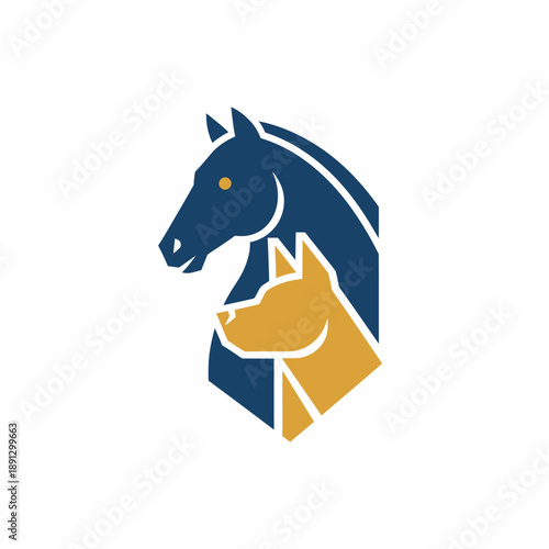 Elegant Stylized Horse and Dog Head Emblem for Animal Care