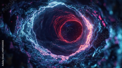 Abstract tunnel vortex with glowing particles